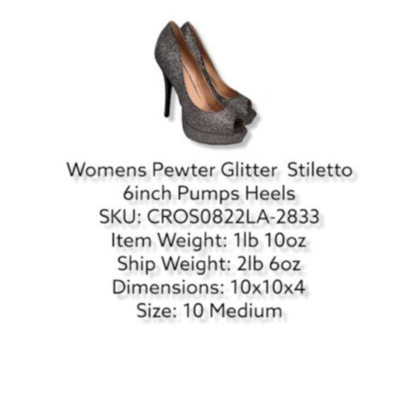 Zigi Soho Women's Shinning Silver Pewter Glitter Stiletto Pump Heels Size 10 - Picture 6 of 6